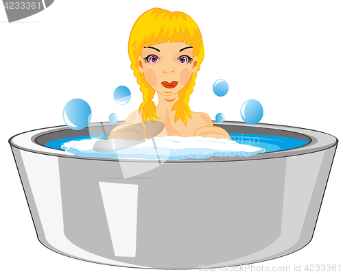 Image of Girl bathes in basin