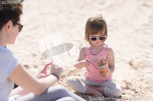 Image of Mom and daughter on the beach