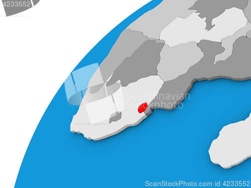 Image of Swaziland on globe in red