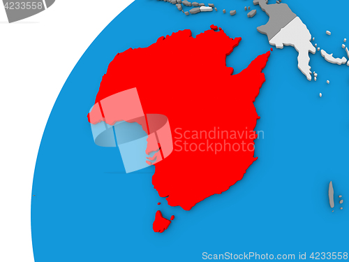 Image of Australia on globe in red