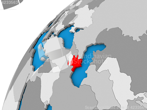 Image of Azerbaijan on globe in red