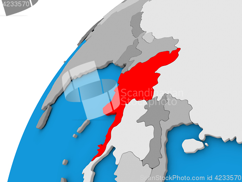 Image of Myanmar on globe in red