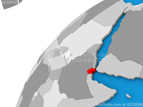 Image of Djibouti on globe in red