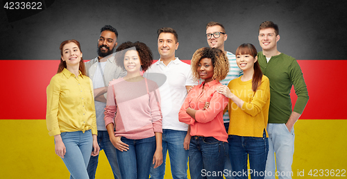 Image of international group of happy smiling people