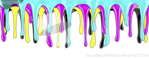 Image of CMYK paint dripping