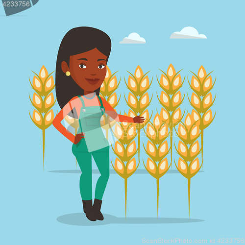 Image of Farmer in wheat field vector illustration.