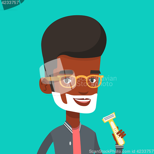 Image of Man shaving his face vector illustration.