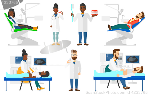 Image of Vector set of doctor characters and patients.