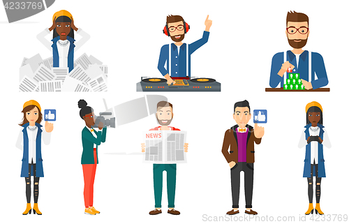 Image of Vector set of business characters and media people