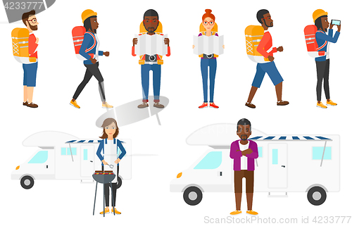 Image of Vector set of traveling people.