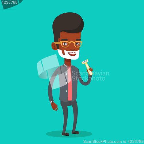 Image of Man shaving his face vector illustration.