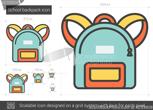 Image of School backpack line icon.