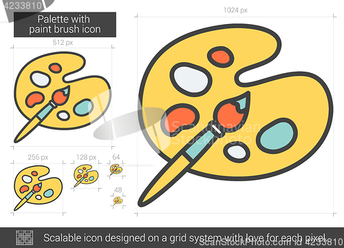 Image of Palette with paint brush line icon.