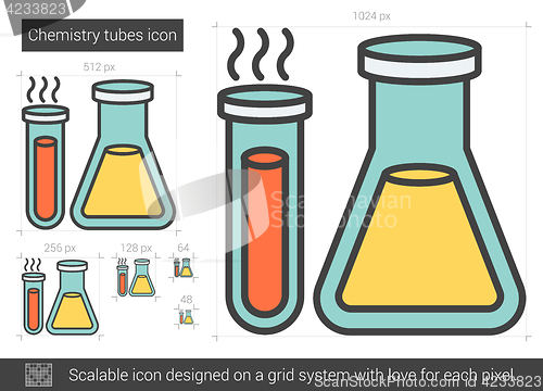 Image of Chemistry tubes line icon.