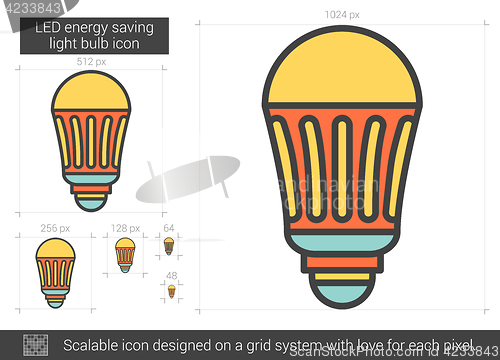 Image of LED energy saving light bulb line icon.