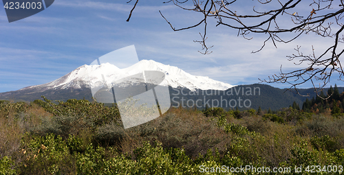 Image of HIgh Ridge Snow Covered Mountain Cascade Range Mt Shasta