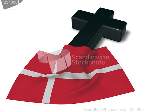 Image of christian cross and flag of denmark - 3d rendering