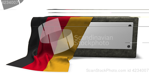 Image of stone socket with blank sign and flag of germany - 3d rendering