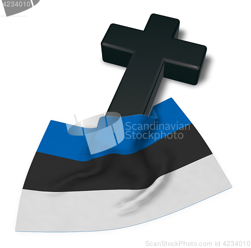 Image of christian cross and flag of estonia - 3d rendering