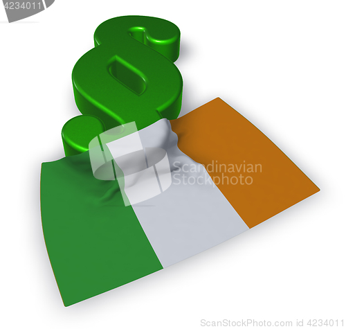 Image of paragraph symbol and irish flag - 3d illustration