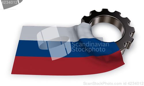 Image of gear wheel and flag of russia - 3d rendering