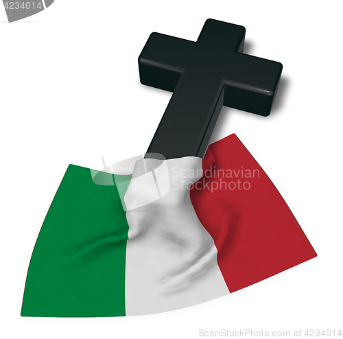 Image of christian cross and flag of italy - 3d rendering