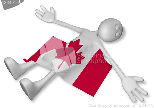 Image of dead cartoon guy and flag of canada - 3d rendering