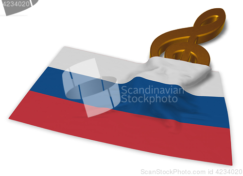 Image of clef and russian flag - 3d rendering