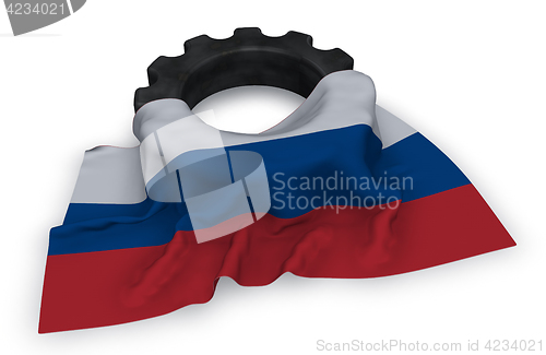 Image of gear wheel and flag of russia - 3d rendering