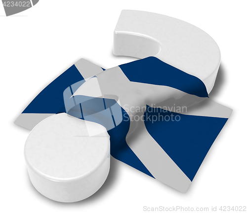 Image of question mark and flag of scotland - 3d illustration