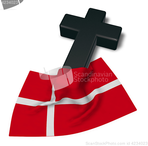 Image of christian cross and flag of denmark - 3d rendering