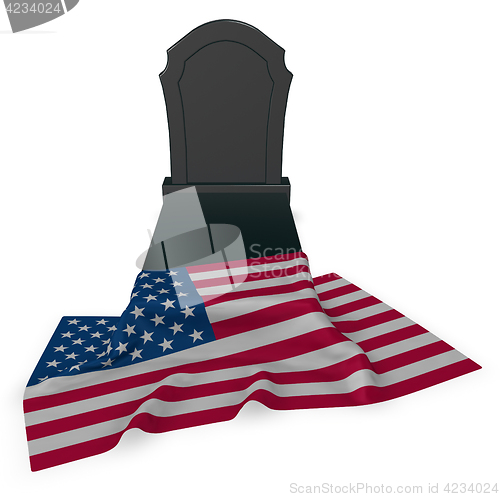 Image of gravestone and flag of the usa - 3d rendering