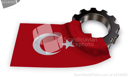 Image of gear wheel and flag of Turkey - 3d rendering