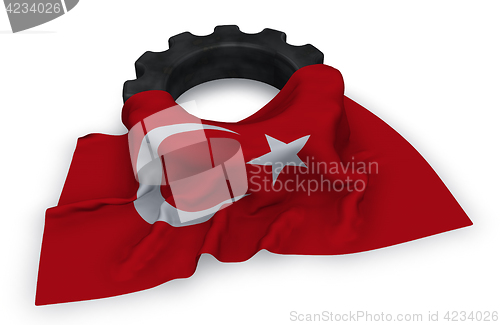 Image of gear wheel and flag of Turkey - 3d rendering