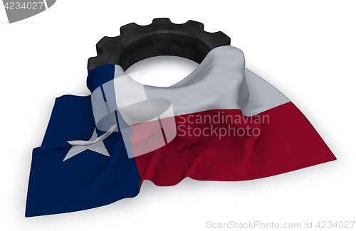 Image of gear wheel and flag of texas - 3d rendering