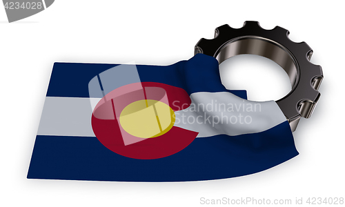 Image of gear wheel and flag of colorado - 3d rendering