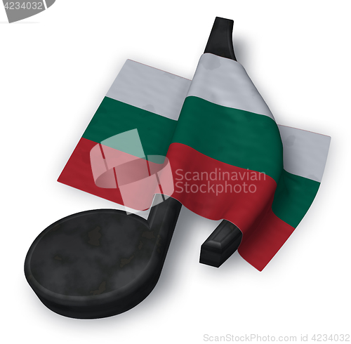 Image of music note symbol and bulgarian flag - 3d rendering