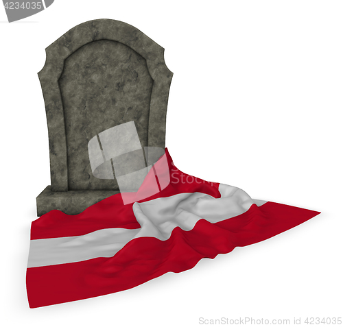 Image of gravestone and flag of austria - 3d rendering