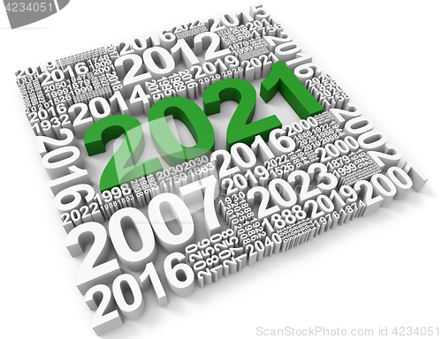 Image of Two Thousand Twenty-One Represents Happy New Year And Annual 3d 