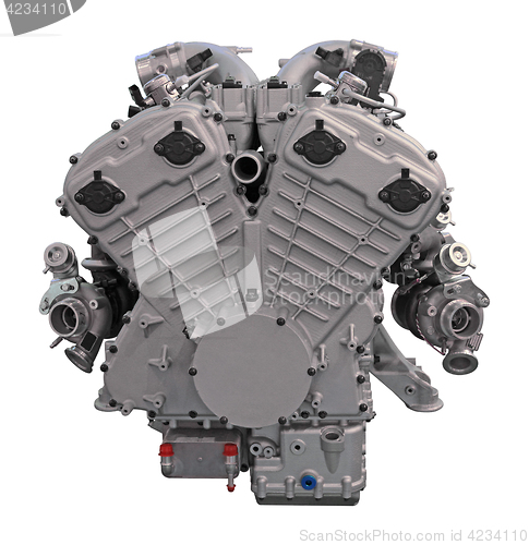 Image of Modern car engine isolated on white background