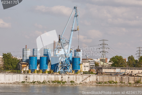 Image of Industry dock with crane and silos