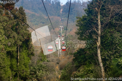 Image of A cable railway in the mountains