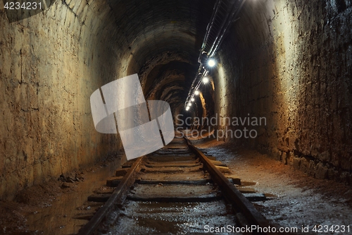 Image of Underground mine passage angle shot