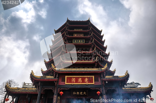 Image of Buddhist temple angle shot in China