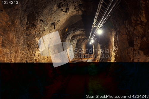 Image of Underground mine passage angle shot