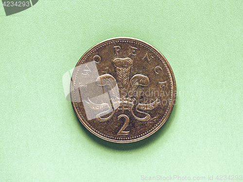 Image of Vintage GBP Pound coin - 2 Pence