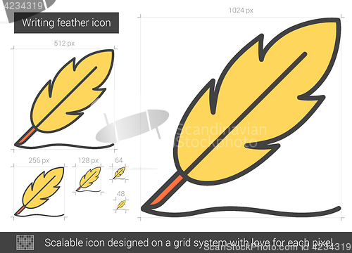 Image of Writing feather line icon.