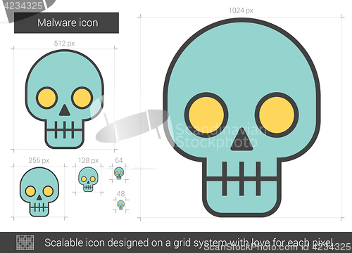 Image of Malware line icon.