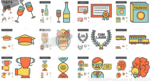 Image of Education line icon set.