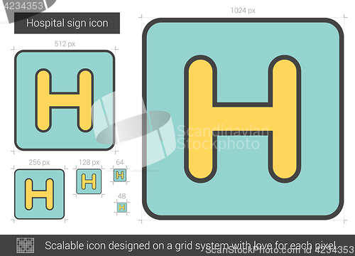 Image of Hospital sign line icon.